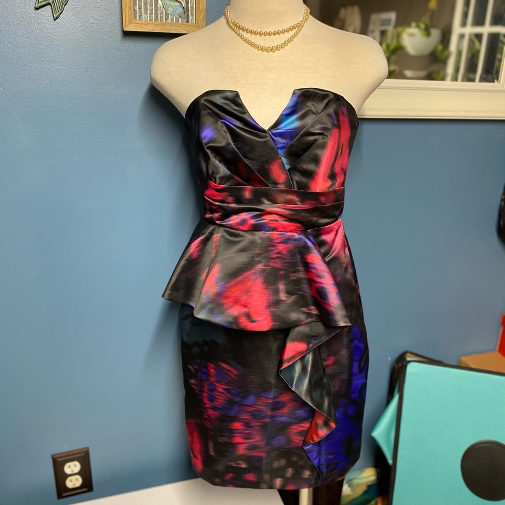 NWT Parker Black Makani Butterfly Print Peplum Dress - Picture 3 of 14